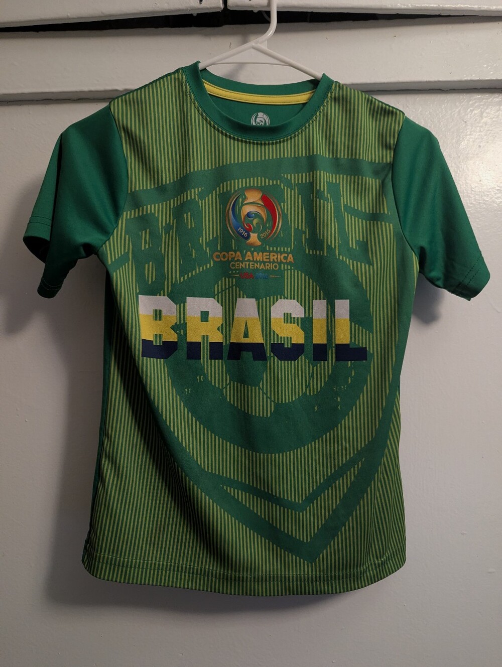 Brazil Copa America Centenario 2016 Soccer Jersey Tee Brasil Fan Shirt Green